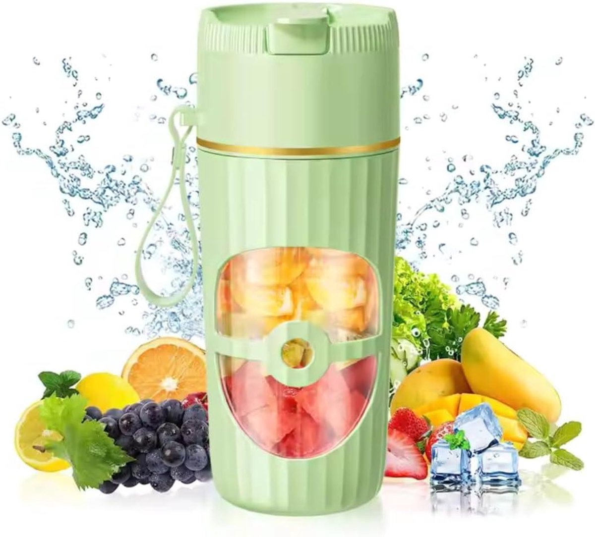 Draagbare Mixer - Smoothie Maker - Gezonde Drankjes Maken - Draadloos USB-C - 450 ml - Groen
