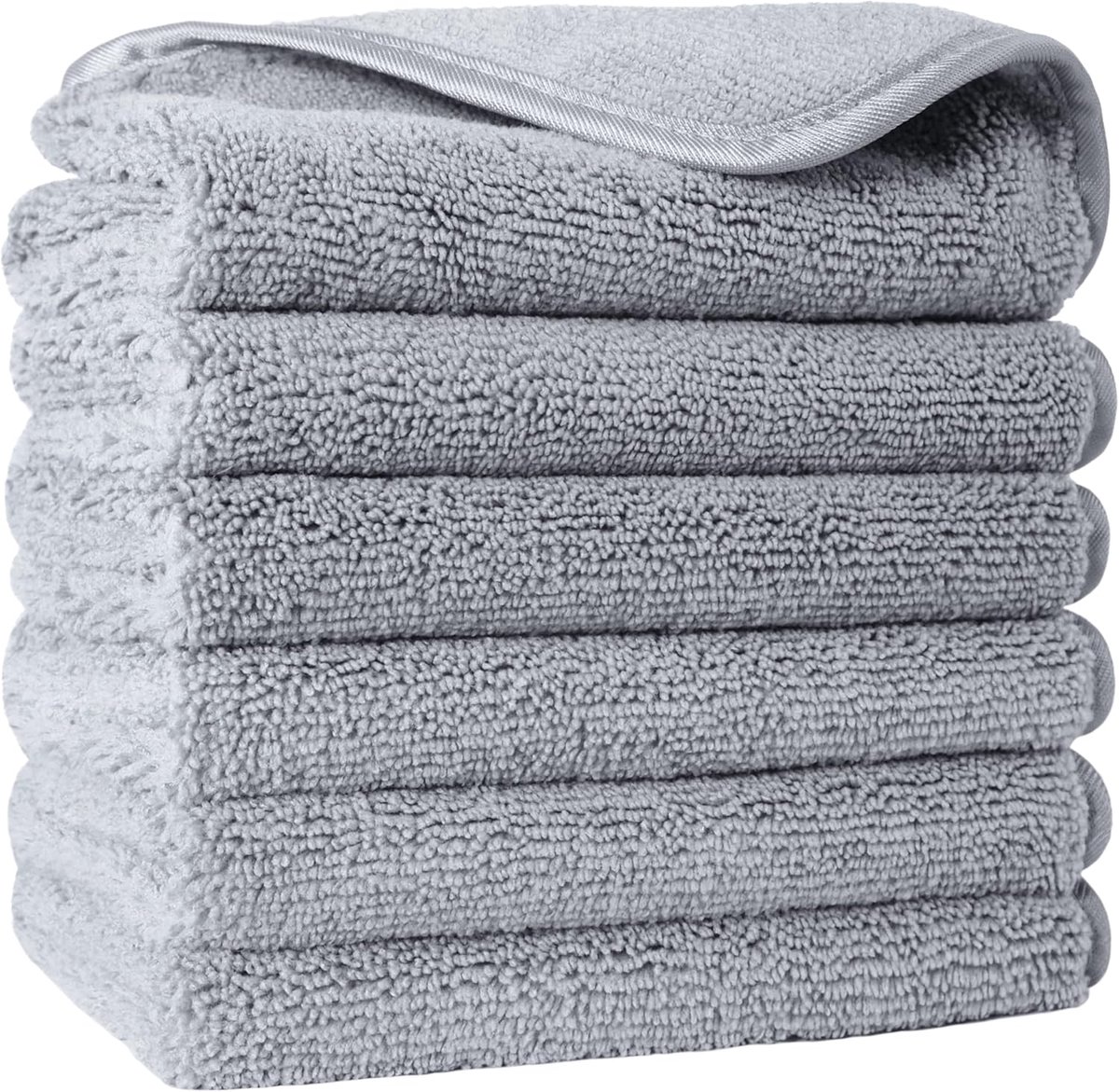 - Premium microvezel washanddoek - niet-pluizend - 6 stuks - grijs - 33 x 33 cm