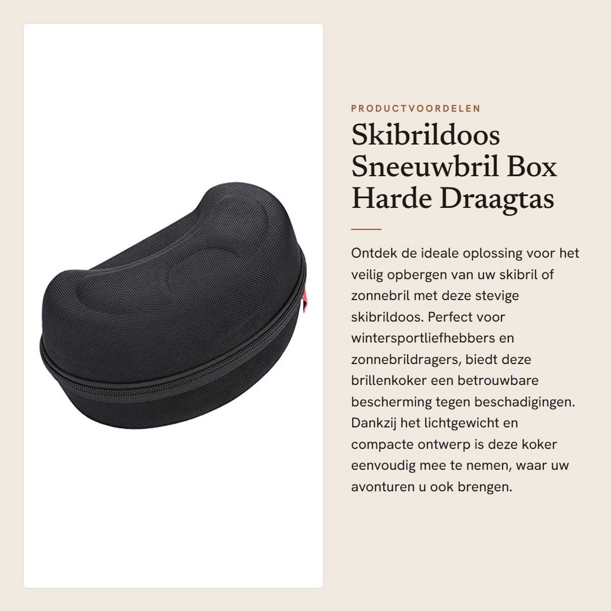 Dailygoods- Skibril Doos Lichtgewicht - Brillenkoker Hard Case - Zwart - EVA Materiaal - Compact - Bescherming tegen Beschadigingen