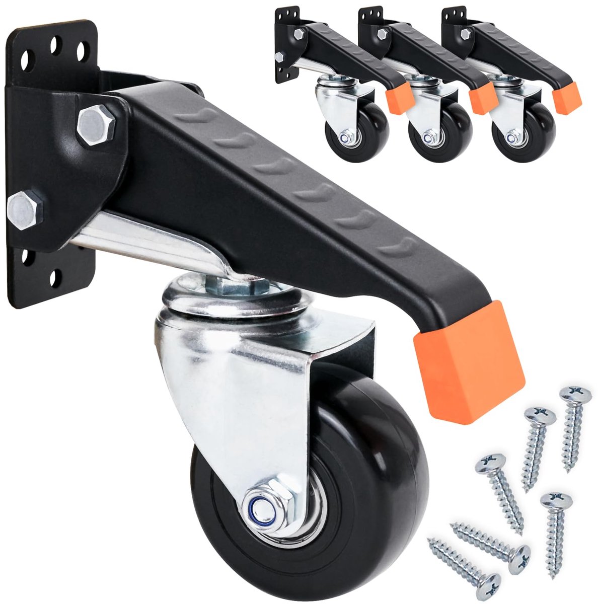 6750 heavy duty wielen, verlaagbaar, voor werkbank, 4 stuks, 65 mm, tot 300 kg, zwart