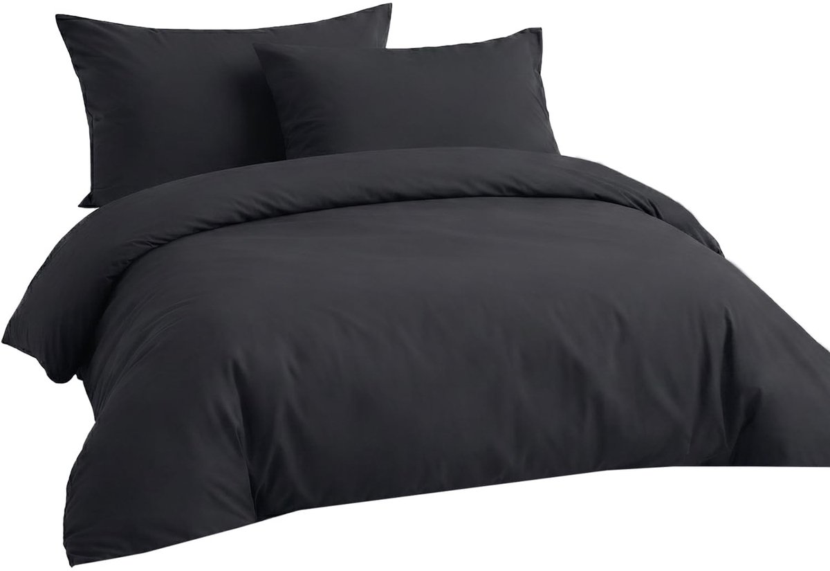 Geborstelde Microvezel 240x220cm Dekbedovertreksets - 100 GSM Zwart Dekbedovertrek Met 2 Kussensloop (65 x 65 cm) - Hotelkwaliteit Hypoallergeen, Onderhoudsvriendelijk en Comfortabel