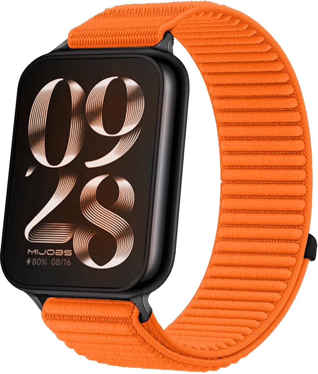 Strap-it Wave Nylon bandje geschikt voor Xiaomi Redmi Watch 6 / Redmi Watch 5 / Redmi Watch 4 / Xiaomi Smart Band 9 Pro / Xiaomi Smart Band 8 Pro - Oranje