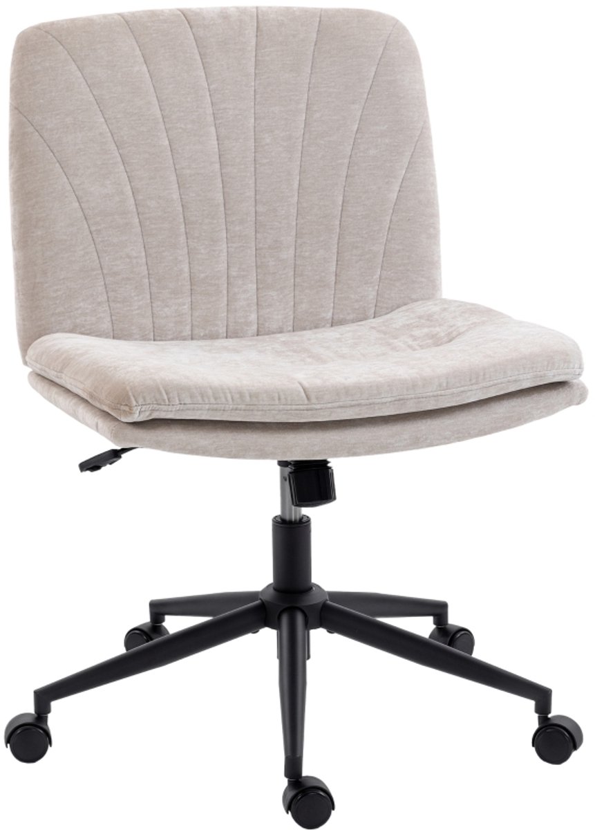 Clruro Bureaustoel - Schneidersitz Draaistoel met Wipfunctie - Linnenlook - Beige