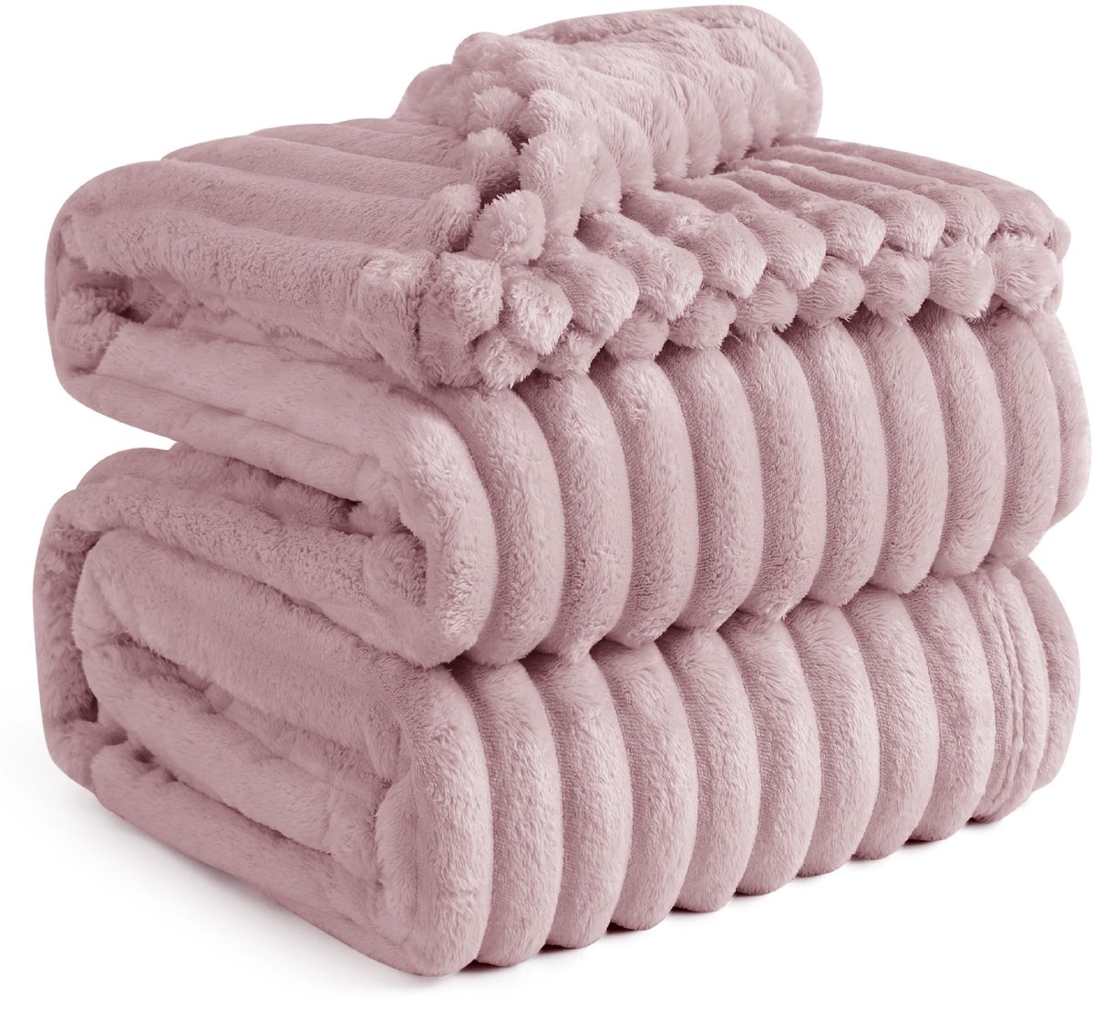 BEDSURE Behaaglijke deken, wollige deken, fleecedeken, zacht, warm, grof ribdeken, comfortabele bankdeken, XXXL, knuffeldeken, groot, roze, 270 x 230 cm