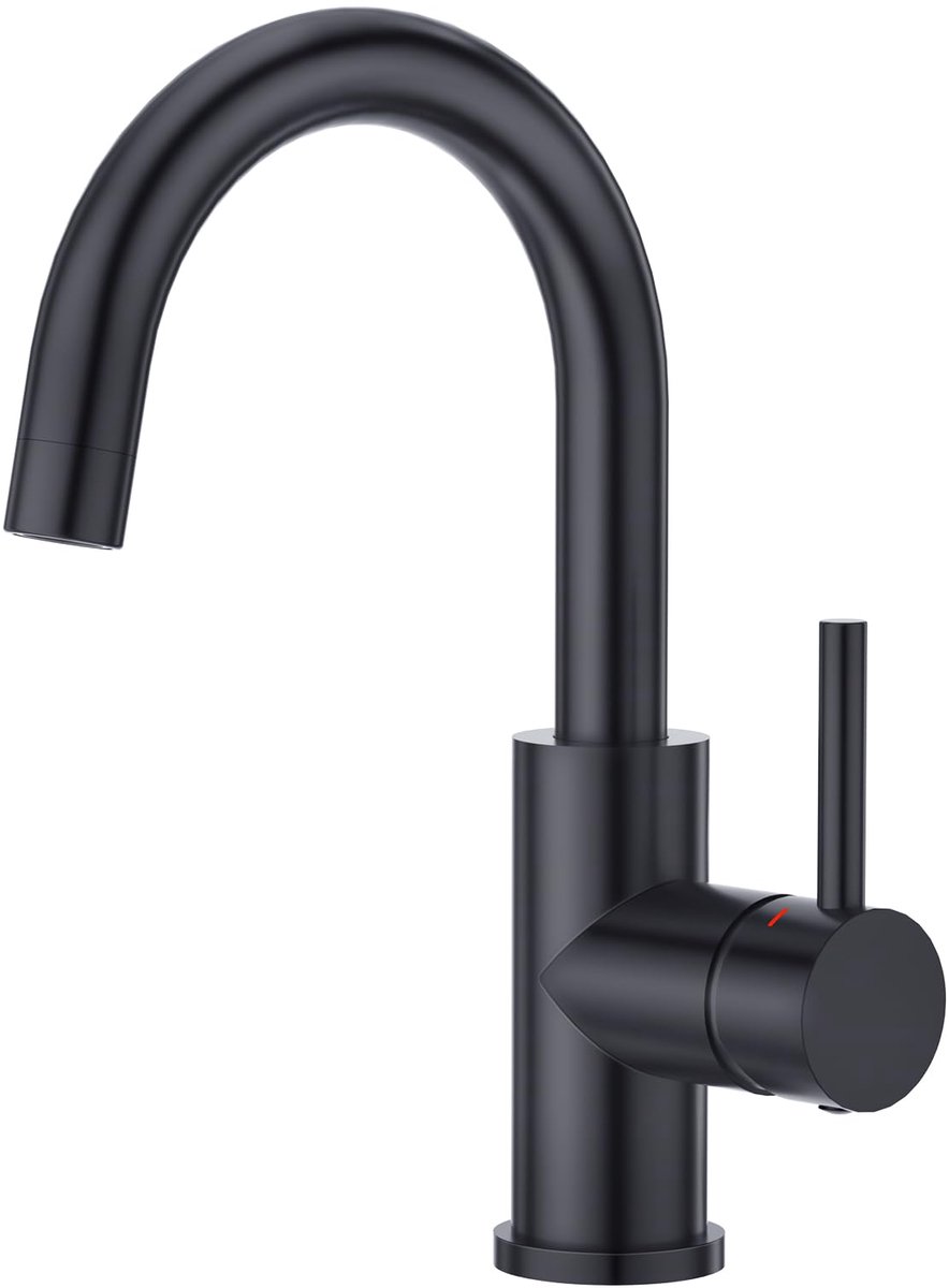 Kraan, 360° Draaibare Waterkraan, Mengkraan Zwart voor Keuken of Badkamer, Wastafel Kraan Zwart met Hoge Uitloop, Mat Zwart