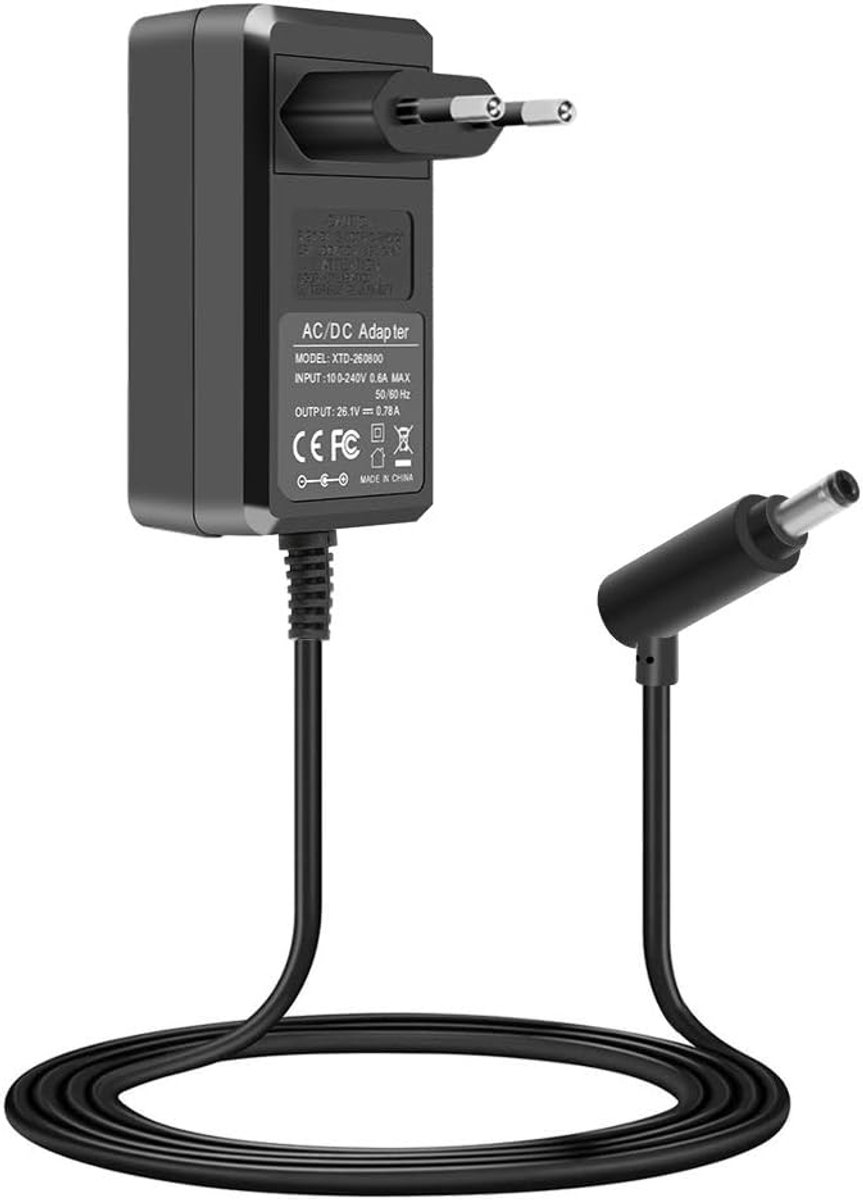 Oplader voor Dyson-stofzuiger V6 V7 V8 DC58 DC59 DC61 DC62 SV03 SV04 SV05 SV06 – Vervangende AC-adapter/voeding (EU-stekker), 26,1 V 780 mA