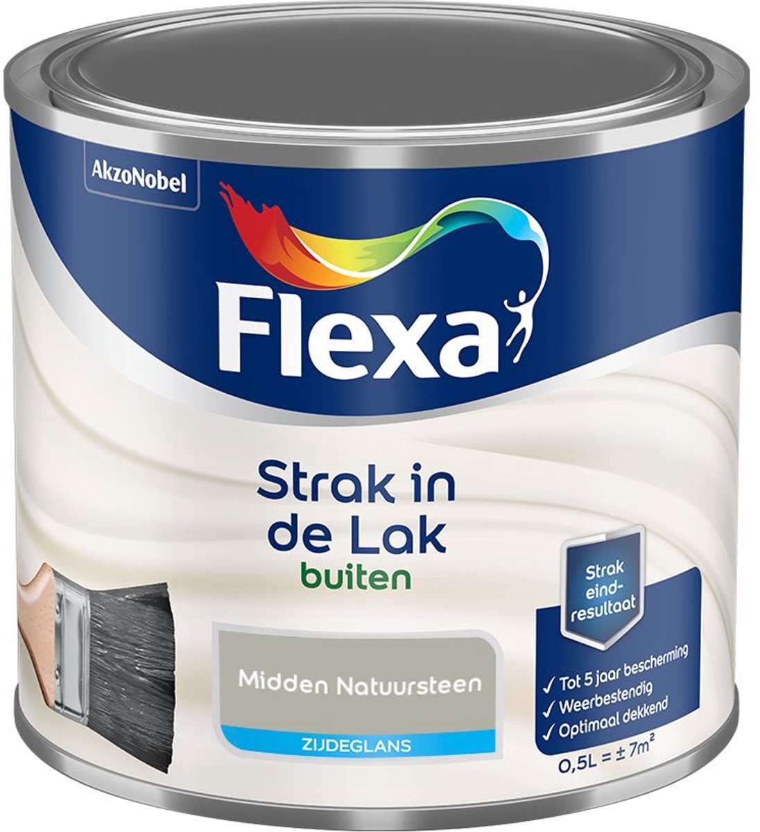 Flexa - Strak In De Lak Buitenlak Zijdeglans - Midden Natuursteen - Mengverf - 500 Ml