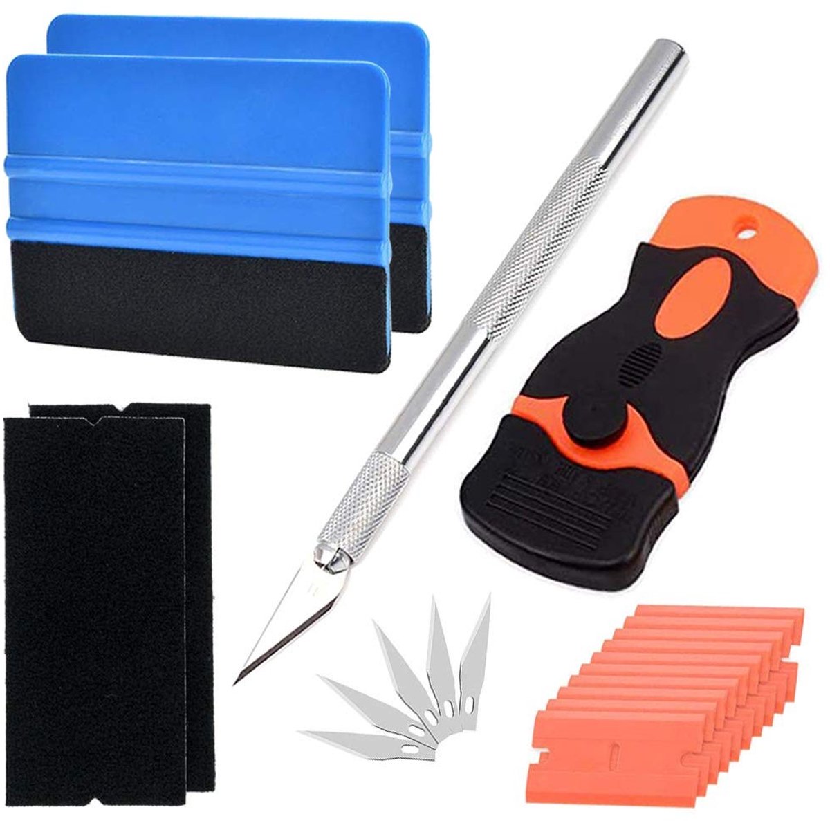 Dailygoods- Viltrandschraper 2 Stuks - Kunststof Scheermesschraper - Ambachtelijke Trim Tool - Roestvrij Staal - 5 Reservemessen - 10 Scheermesjes - Snijgereedschap