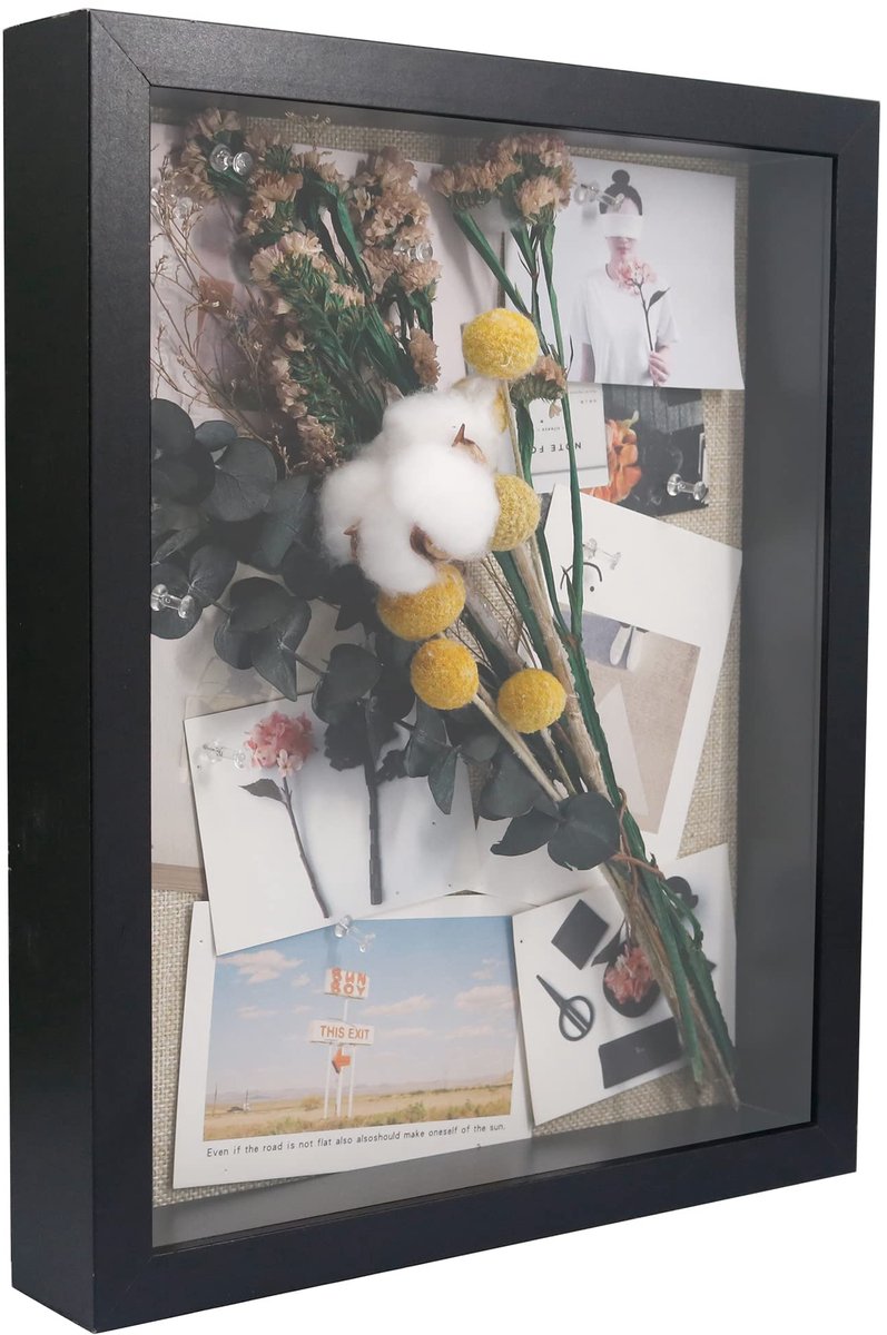 Schaduwdoosframes voor Ambachten 3D Diepe vitrine Zwart fotogeheugendisplay Houten tafelblad en wandophanging