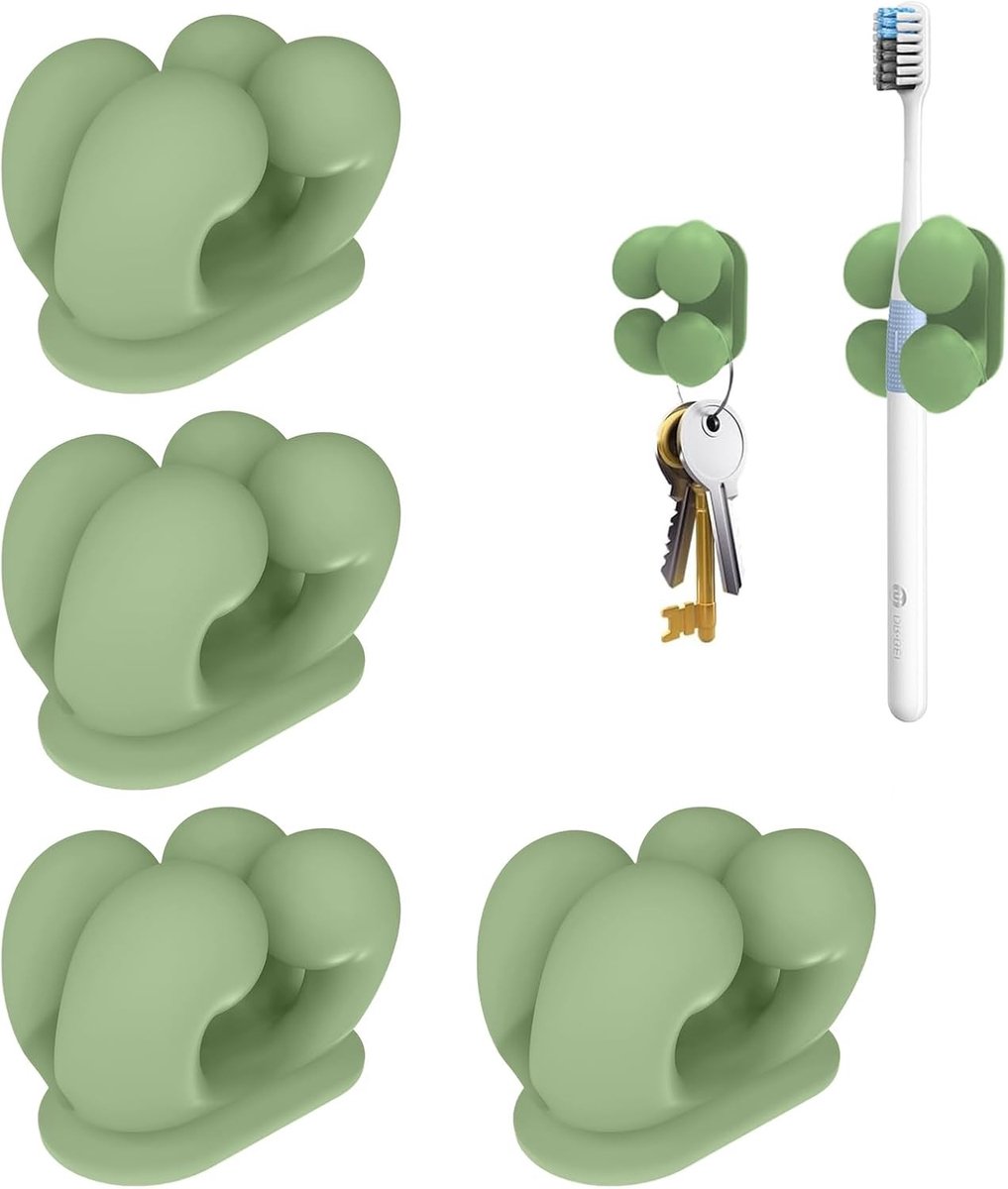 Set van 4 boorvrije, zelfklevende scheer- en tandenborstelhouders voor douche, ideaal voor organisatie en ruimtebesparing