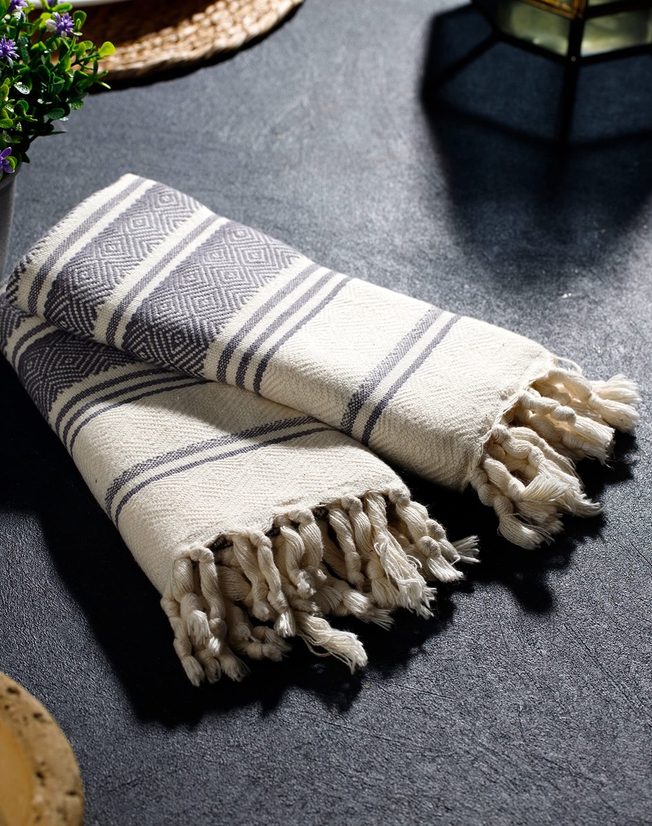 Set van 4 Turkse katoenen Peshtemal Hand Gezicht Keuken Gym Handdoek Set Wassen Vaatdoeken, Voorgewassen, 47x75 Inch (Multicolor2)