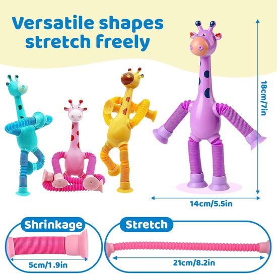 Telescopisch speelgoed, giraf, 4 stuks, giraffe speelgoed, telescopische zuignap, giraffe speelgoed, sensorisch speelgoed, giraffe speelgoed, sensorisch speelgoed — afbeelding 5