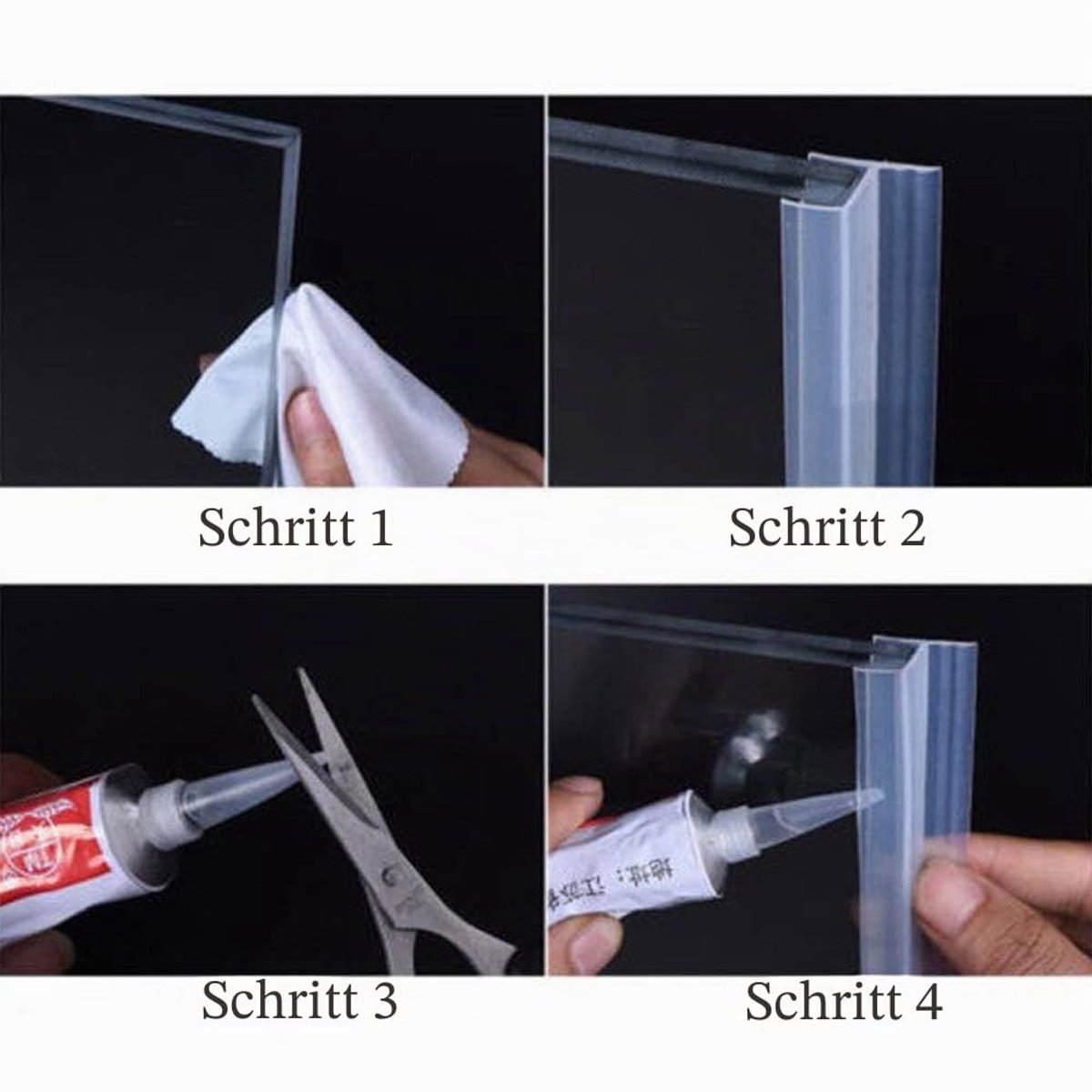 Afdichtstrip voor Baddeur Douchestrip Afdichting Douchedeuren Afdichtingstape Doucheafdichting Badkuipen Waterbescherming Rubberen Glazen Bodem 10mm 78" inch F Vormige
