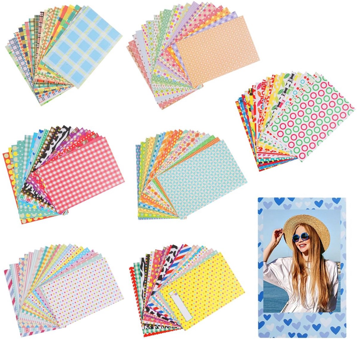 Dailygoods- Fotolijststickers 140 Stuks - Decoratieve Stickers - Filmframe - Mini-Fotolijststickers - 9 x 6 cm - Compatibel met Fujifilm Instax - Fotoframe