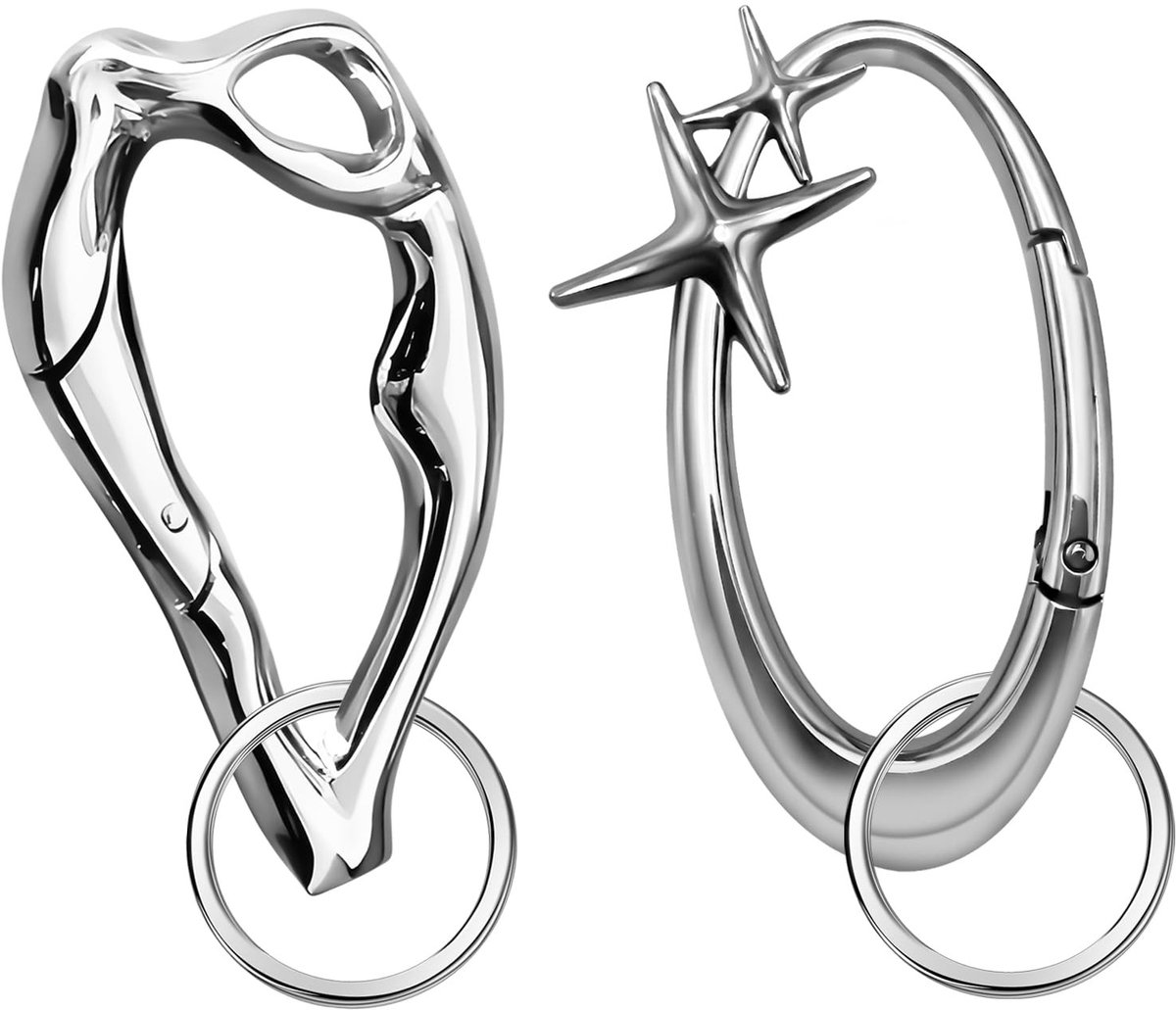 Dailygoods - Stervormige Karabijnhaak Sleutelhanger Set van 2