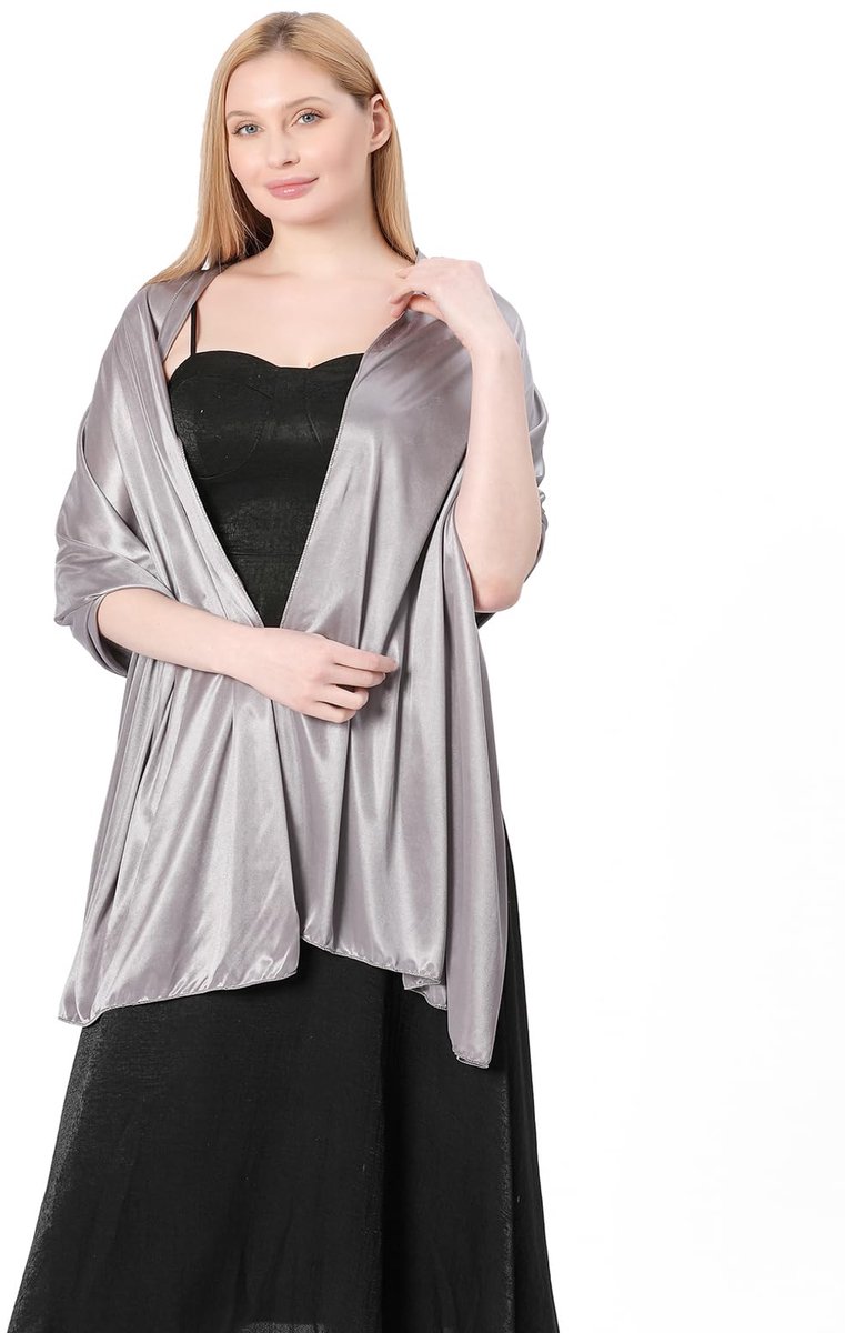 Damessjaal van zijde, satijn, elegant, voor bruiloft, strand, feest, avond, herfst, winter, lente, zomer, effen kleur, stola