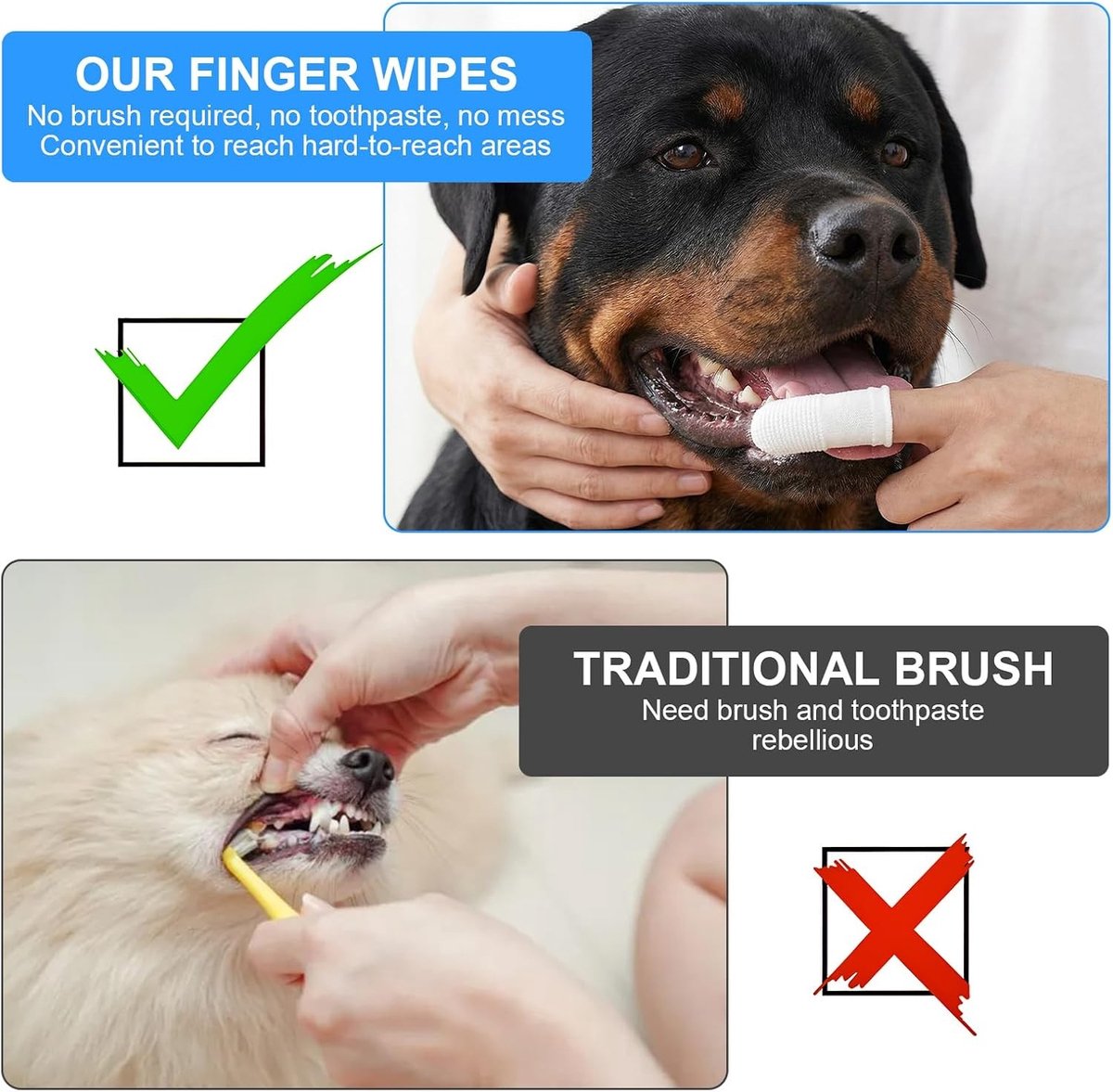 Huisdiervingertandenborstelset voor honden en katten - 25 stuks, zachte en wasbare vingertandenborstels voor effectieve mondhygiëne en tandverzorging
