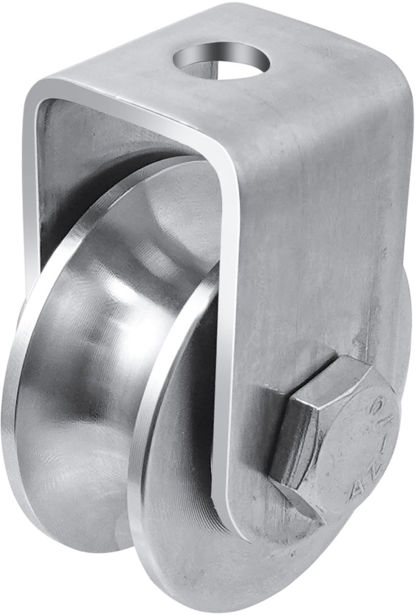 Katrol met 2 kogellagers, roestvrij stalen fitness-katrol, 48 mm U-type, fitness katrol, kabelrol voor 16 mm staalkabel, draagkracht 200 kg