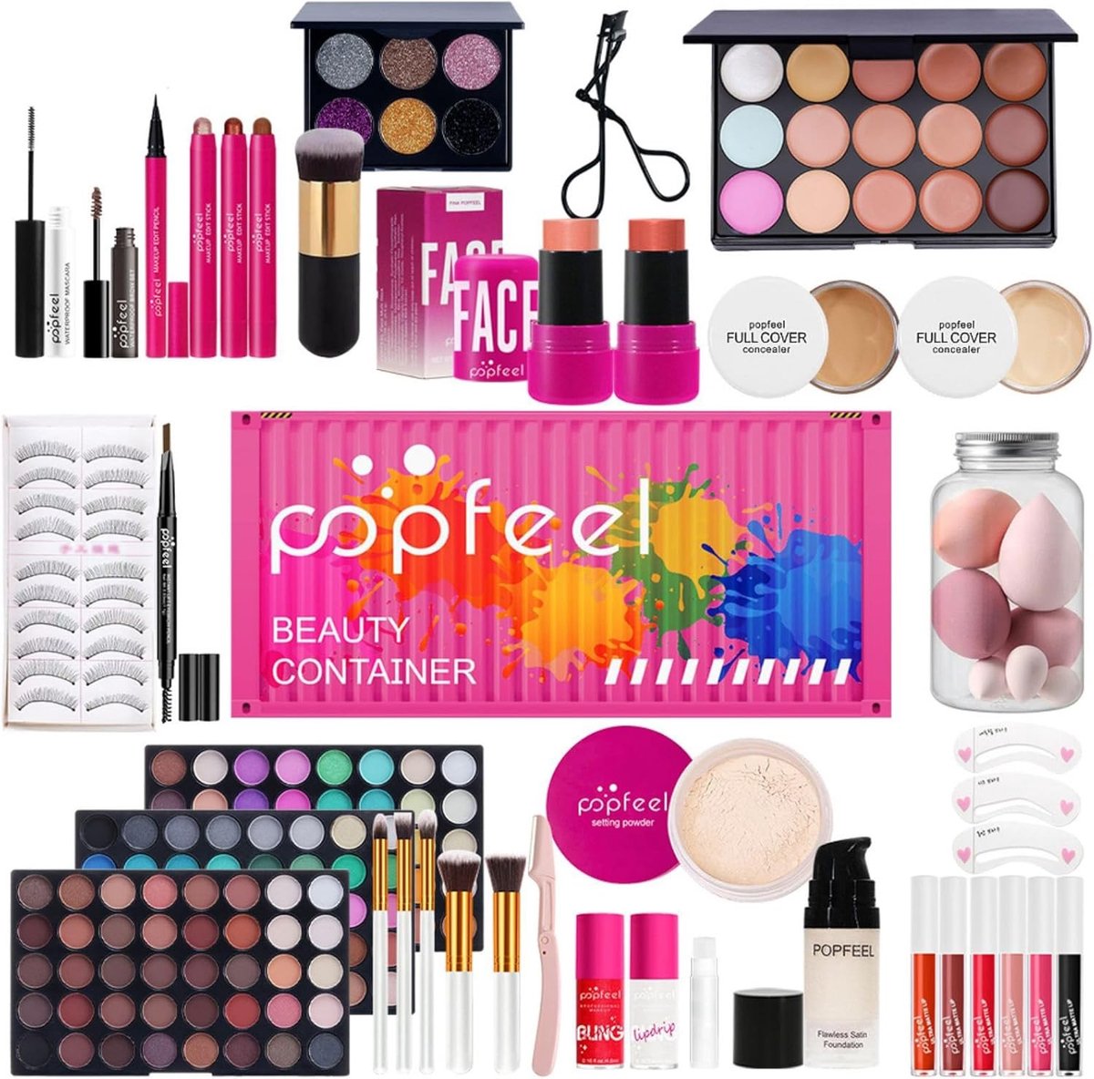Complete Make-up Set voor Vrouwen - Make-up Tasje, Oogschaduw, Foundation en Cadeauset voor Beginners en Meisjes