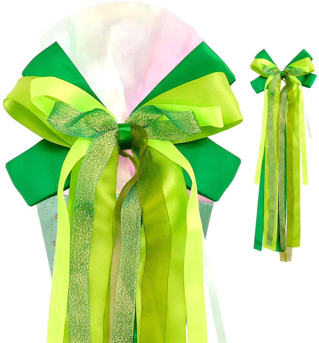 strik zeemeermin strik schoolkegel knutselset suikerkegel strik voor meisjes - 65×20cm terug naar school decoratie (Lace-green)