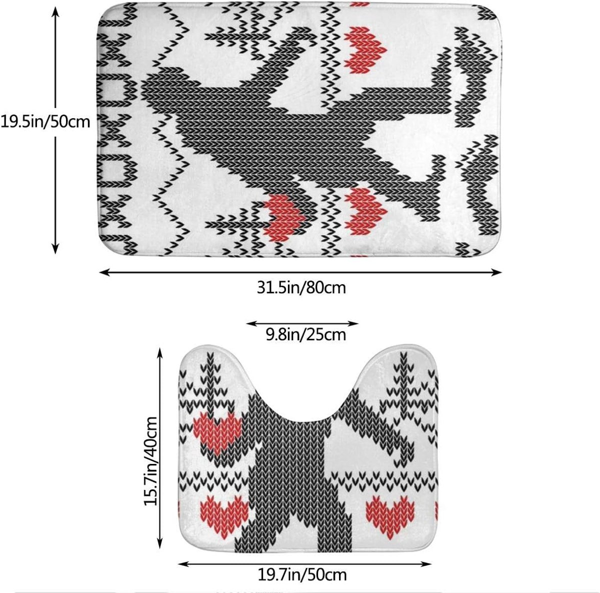 Squatchin For Love Deze vakantie 2-delige zachte anti-slip badmat set, textuur fotografie inclusief 80x50cm hoge Absorbency wc-bril en 50x40cm microvezel zachte pluizige badkamer tapijt, anti-slip mat wasbaar.