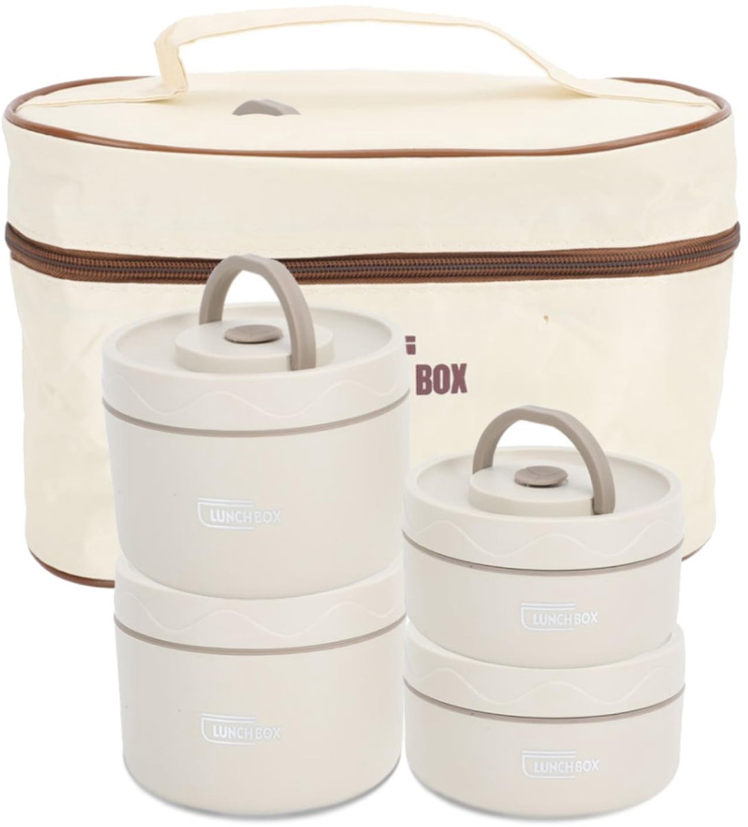 Dailygoods- Geïsoleerde Lunchbox - Roestvrij Stalen Container - Draagbare Thermische Bentobox - 4 Lagen - Inclusief Thermische Tas - Veilig en Gezond Materiaal