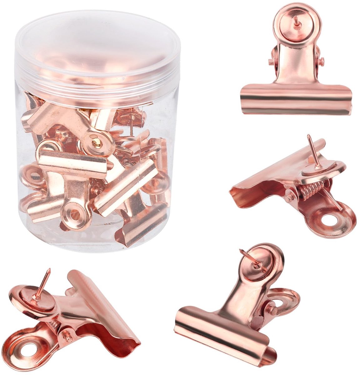 Dailygoods- Punaises Roségoud - 20 Stuks - Duurzaam - Metaal - Drukknopen - Opbergdoos - Geschikt voor Prikbord - Duwpennen