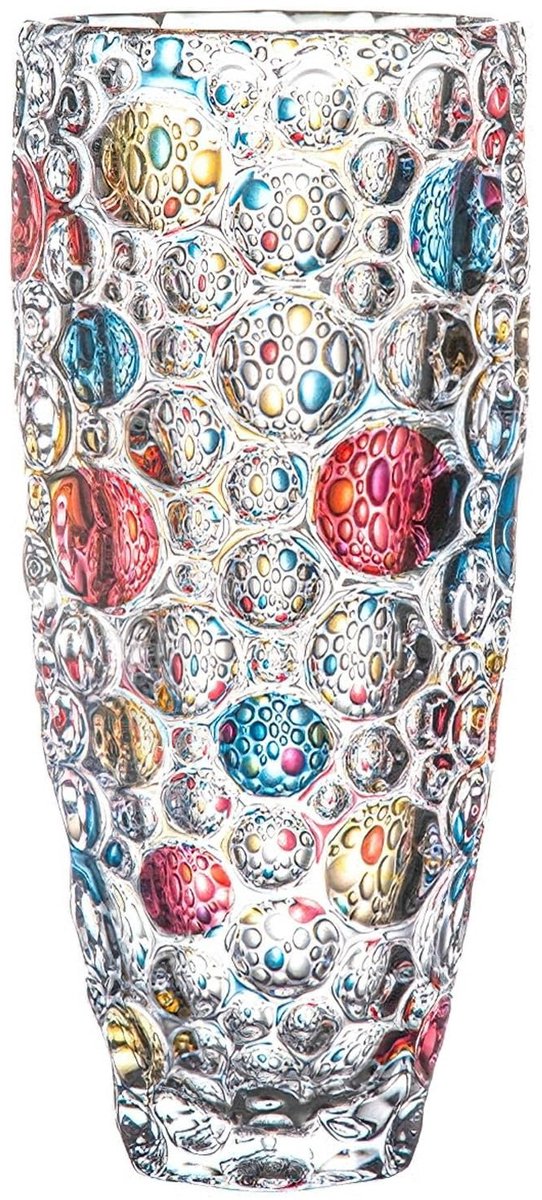 Dailygoods- Bloemenvaas 25 cm - Kleurrijk Kristalglas - Decoratieve Vaas - Boheemse Stijl - Tafelstuk - Breekbaar Glas