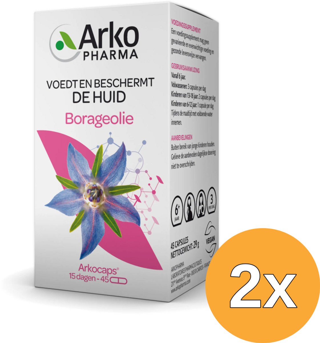 2x Arkocaps Borage Olie Bio (45 capsules)
