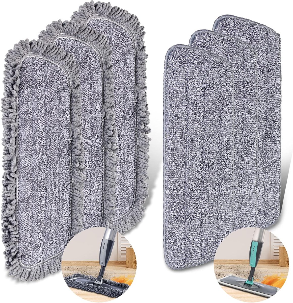 Spray Mop Pads Vervanging voor Vloer Reiniging - Wasbare Herbruikbare Platte Vullingen Geschikt voor Alle Spray & Onthullen Mops - 6 Pack/Set