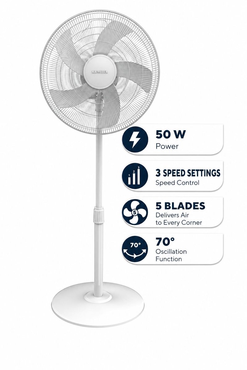 Bol.com Asir - Staande Ventilator/Fan - 100% ABS - 40.5 x 44 x 121 cm aanbieding