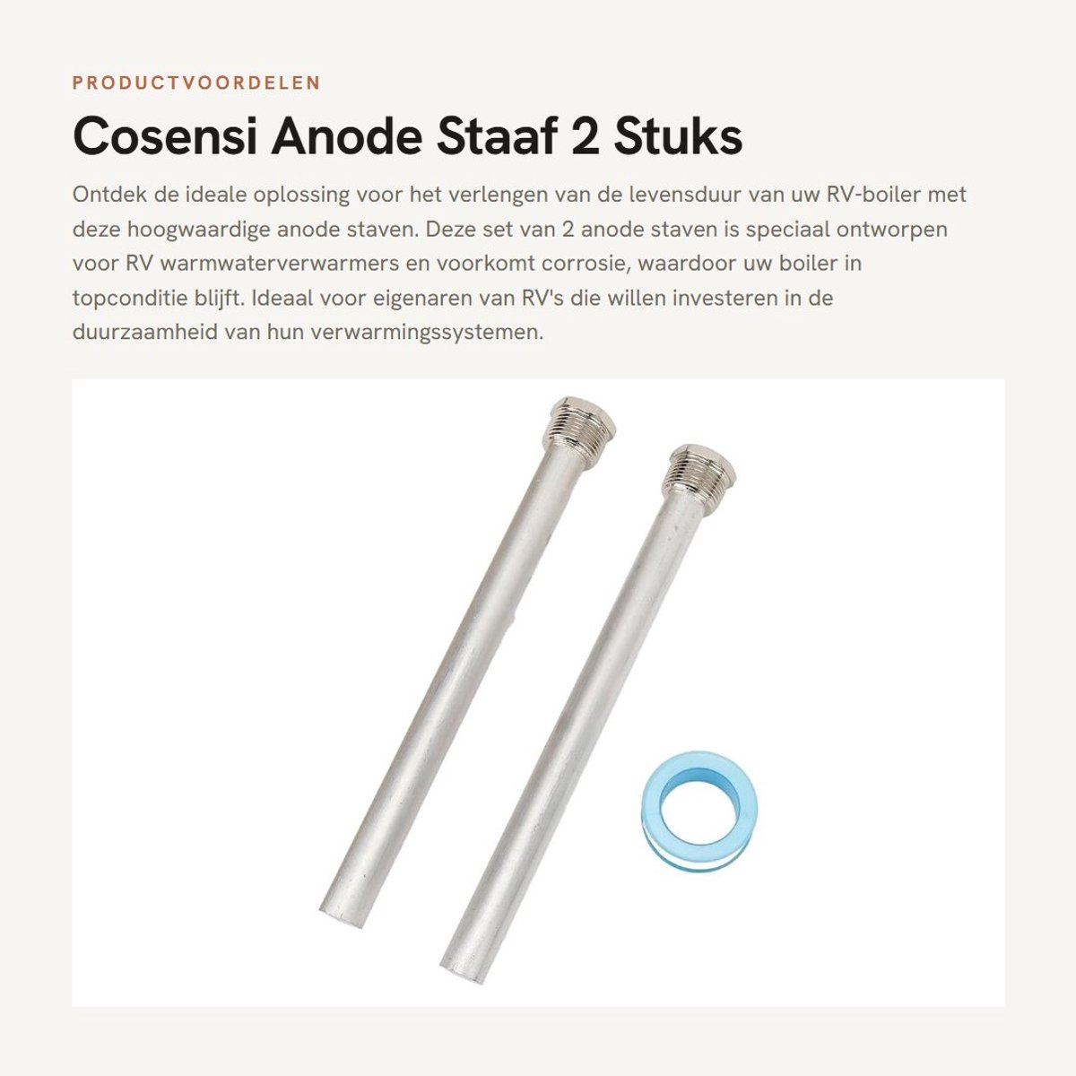 Dailygoods- Anode Staaf 2 Stuks - Magnesiumlegering - 18 x 235 mm - 3/4" NPT - Voor RV Boilers - Voorkomt Corrosie - Corrosiebescherming