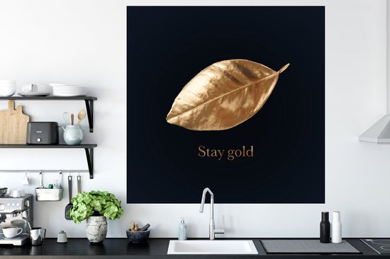 Muurstickers - Sticker Folie - Blad - Gold - Quotes - 120x120 cm - Plakfolie - Muurstickers Kinderkamer - Zelfklevend Behang XXL - Zelfklevend behangpapier - Stickerfolie