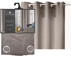 Atmosphera gordijn lilou - 2x - L260 x B140 cm - taupe - polyester - met ringen
