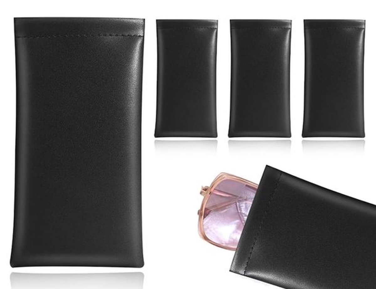 Inovra- Brillenkoker 3 stuks - Zachte Zonnebrillen Etui - PU Lederen Case - Knijpend Bovendeel - Beschermend en Duurzaam - Brillenetui