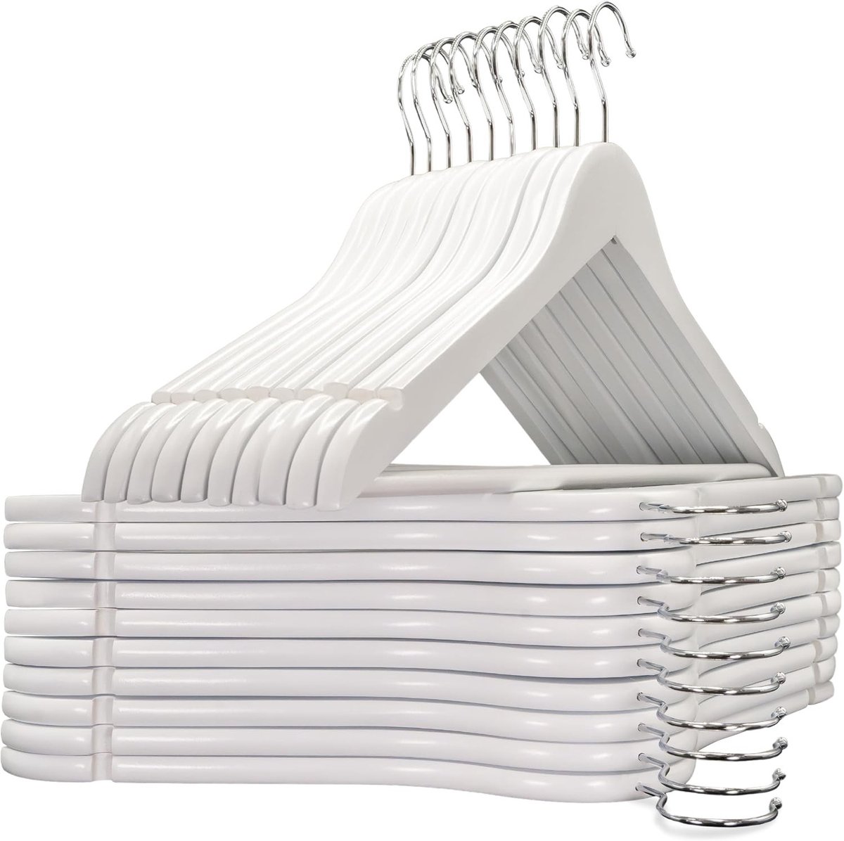Houten kleerhangers - Hout - 20 eenheden - Massief Houten Kleerhangers met Antislip Broekstang - Voor Pakken en Overhemden