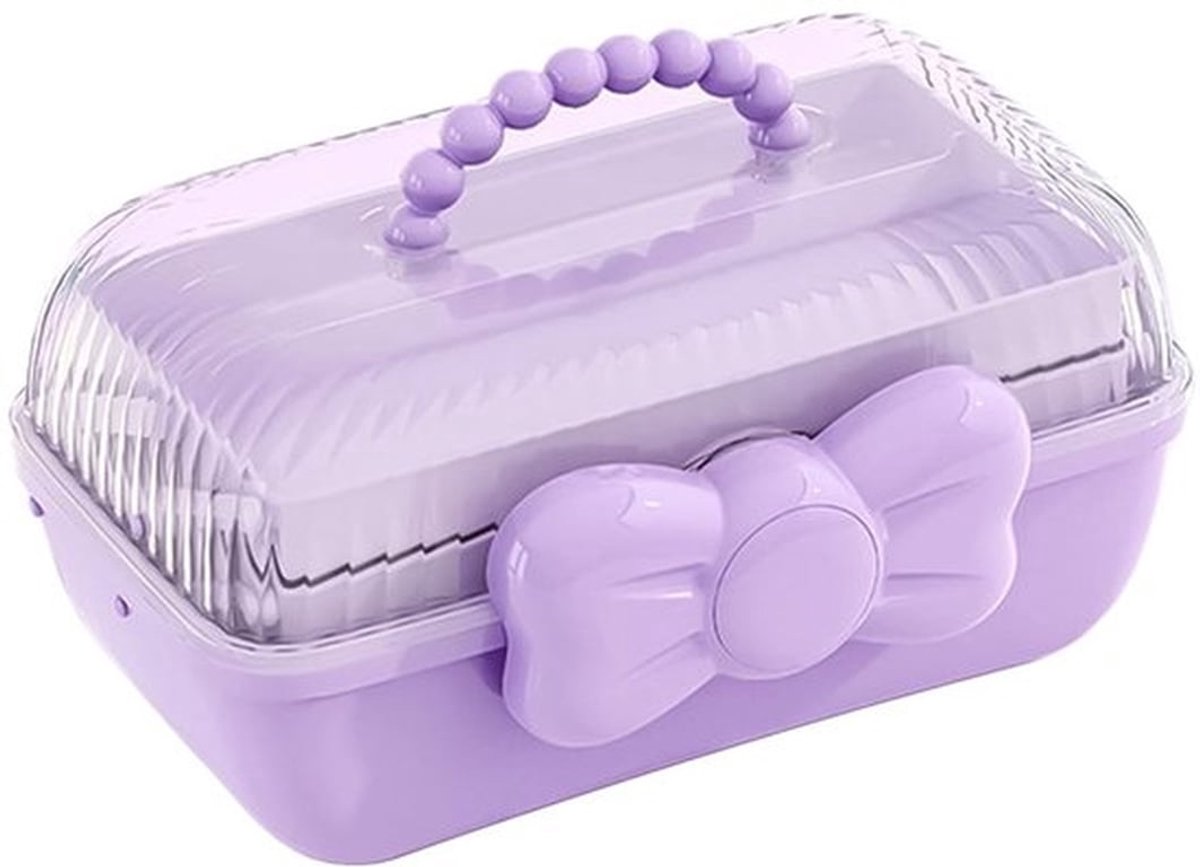 Opbergdoos Draagbaar - Meelaagse Opbergdoos - Haaraccessoires - Kindersieraden - Handvat - 27,5 x 14,5 x 15 cm - Opbergbox
