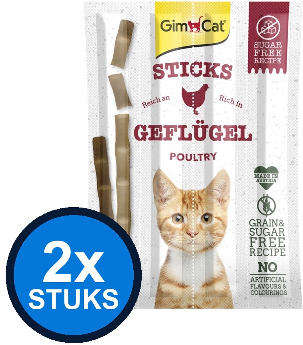 2x GimCat Sticks Gevogelte - Kattensnack - 4 stuks
