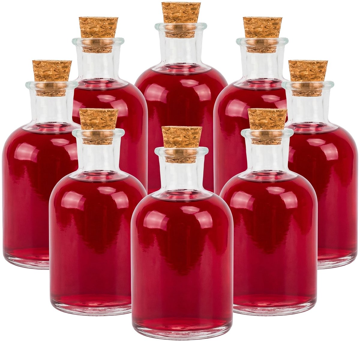 Solidchoice - Set van 8 Glazen Flessen 150 ml met Kurk voor Olie en Specerijen