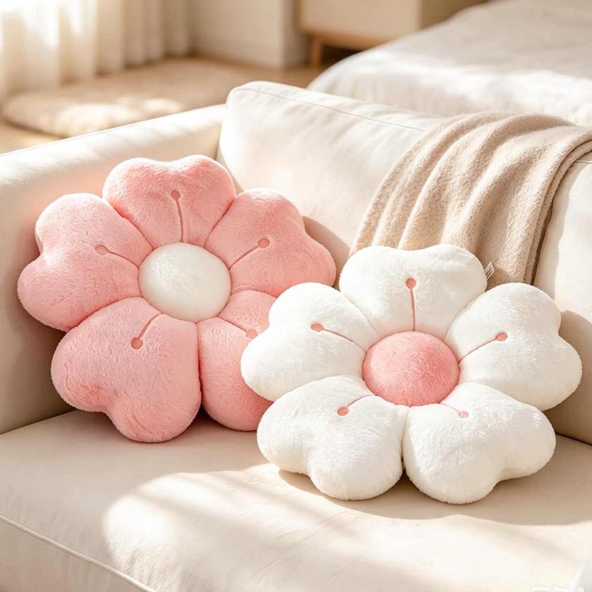 Solidchoice - Set van 2 Bloemkussens voor Decoratie en Comfort