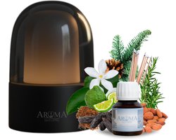 AromaDiffusing Mood Geurmachine Starterset Zwart – Draadloze Aroma Diffuser Zonder Water tot 60m² + 20ml Geurolie Sweet Savanna (Zoet & Warm) | Cold Air Diffuser & Geurverspreider voor Huiskamer, Slaapkamer, Kantoor & Horeca
