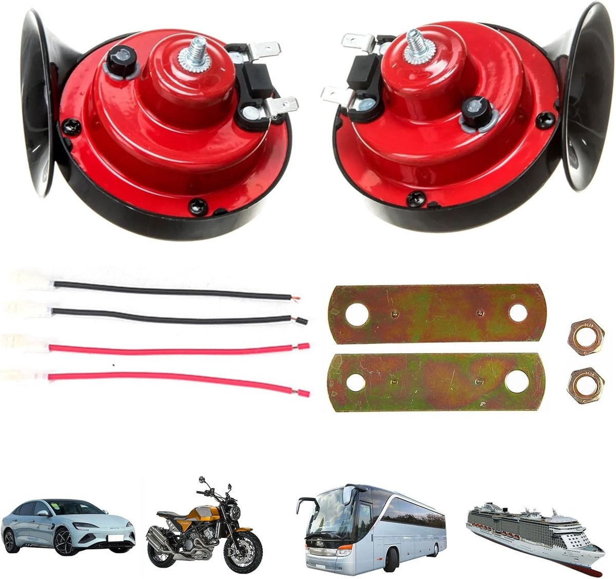 Luchthoorn - Zwart - 12 V - ABS Kunststof Universele Luide Motorfiets Claxon - Voor Motor en Auto