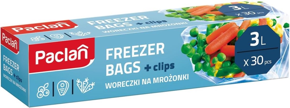 Vrieszak / voorraadverpakking 2 liter - Transparant - 3 Liter - Scheurvaste Diepvrieszakken met Sluitclips - Voor Voedselbewaring