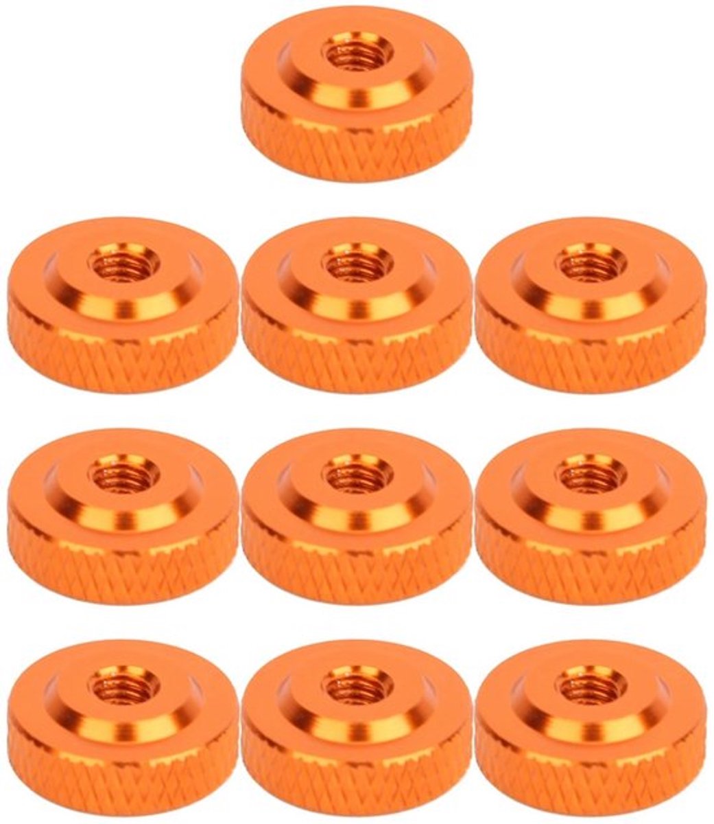 Schroefdraadmoeren 10 stuks - Aluminiumlegering M4 x 14 x 5 mm - Handvaste Borgmoeren - Gekarteld - Anodisch Geoxideerd - Roestvrij en Glad