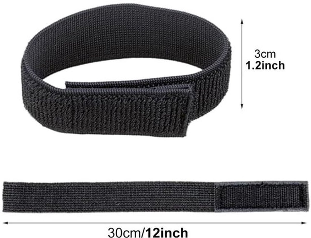 Broekklem 4 stuks - Elastische Klittenband - Broekklemmen voor Fietsers - Broekklem Fiets Dames - Broekbinders - Zwart 30 x 3 cm - Broekband