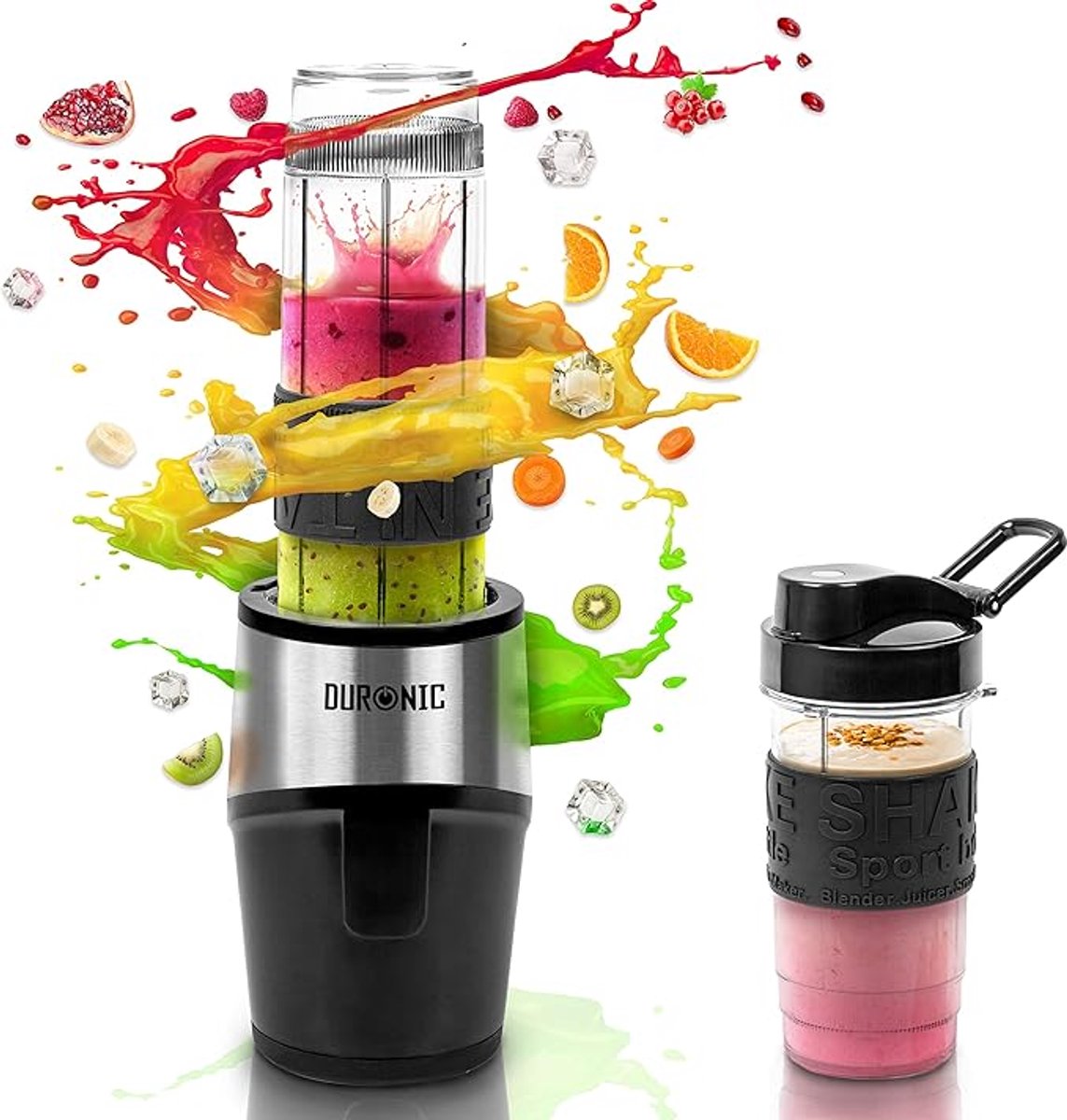 Mini Blender 500W – Smoothiemaker met 570ml & 400ml Drinkfles | Roestvrijstalen Messen | BPA-vrij | Voor Smoothies, Proteïne & Babyvoeding