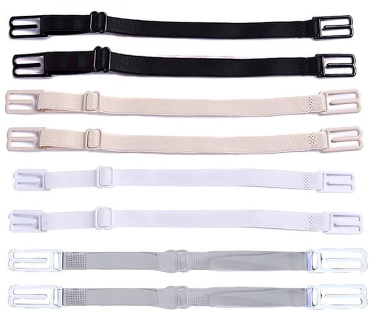 BH-Bandjes 8 Stuks - Antislip - Verstelbaar - Doorzichtig/Zwart/Beige/Wit - Ideaal voor Beha-dragers - Geschikt voor Sport - Beha Clips