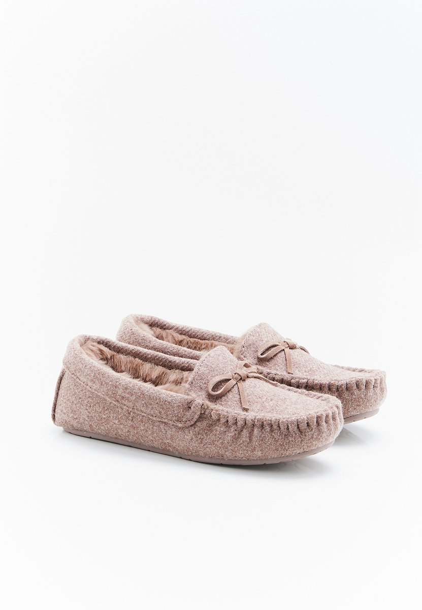 Damart - Thermolactyl pantoffels met viltlook - Dames - Bruin - 37