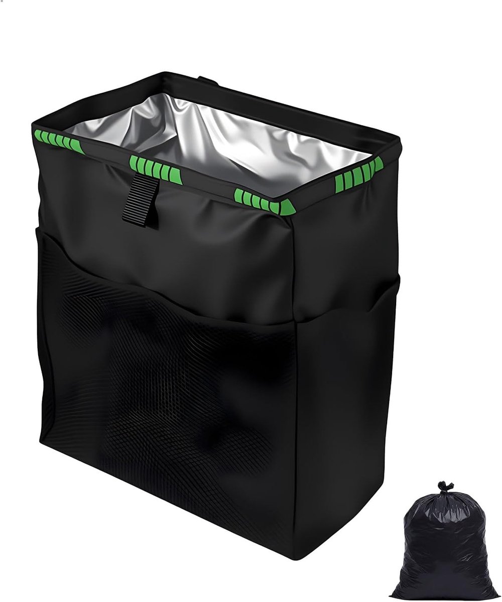 Auto Afvalbak 13 Liter – Opvouwbare Prullenbak Auto – Waterdichte Binnenkant – Auto Organizer & Vuilnisbak – Ophangbaar voor Autostoel – Zwart