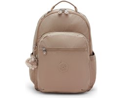 kipling rugzak met laptopvak Seoul Backpack 27L Tan Beige Taupe